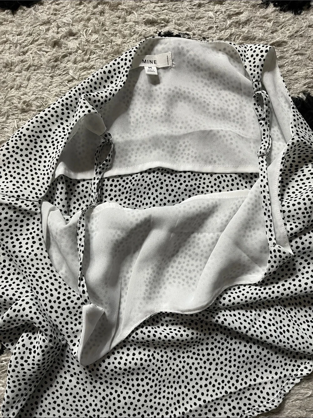 MINE size Medium White Camisole with Black Polka Dots